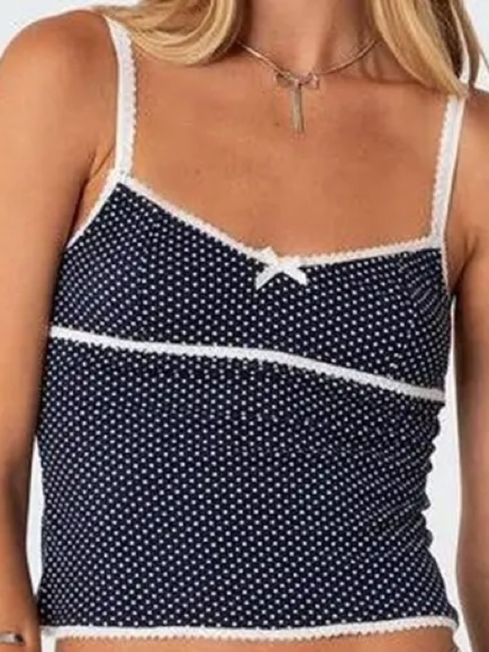 Edikted Polka Dot Lace Trim Cami